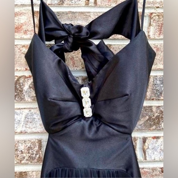 Y2K Black Cutout Diamond Homecoming Formal Goth Vamp Sexy Prom Dress - Picture 2 of 2